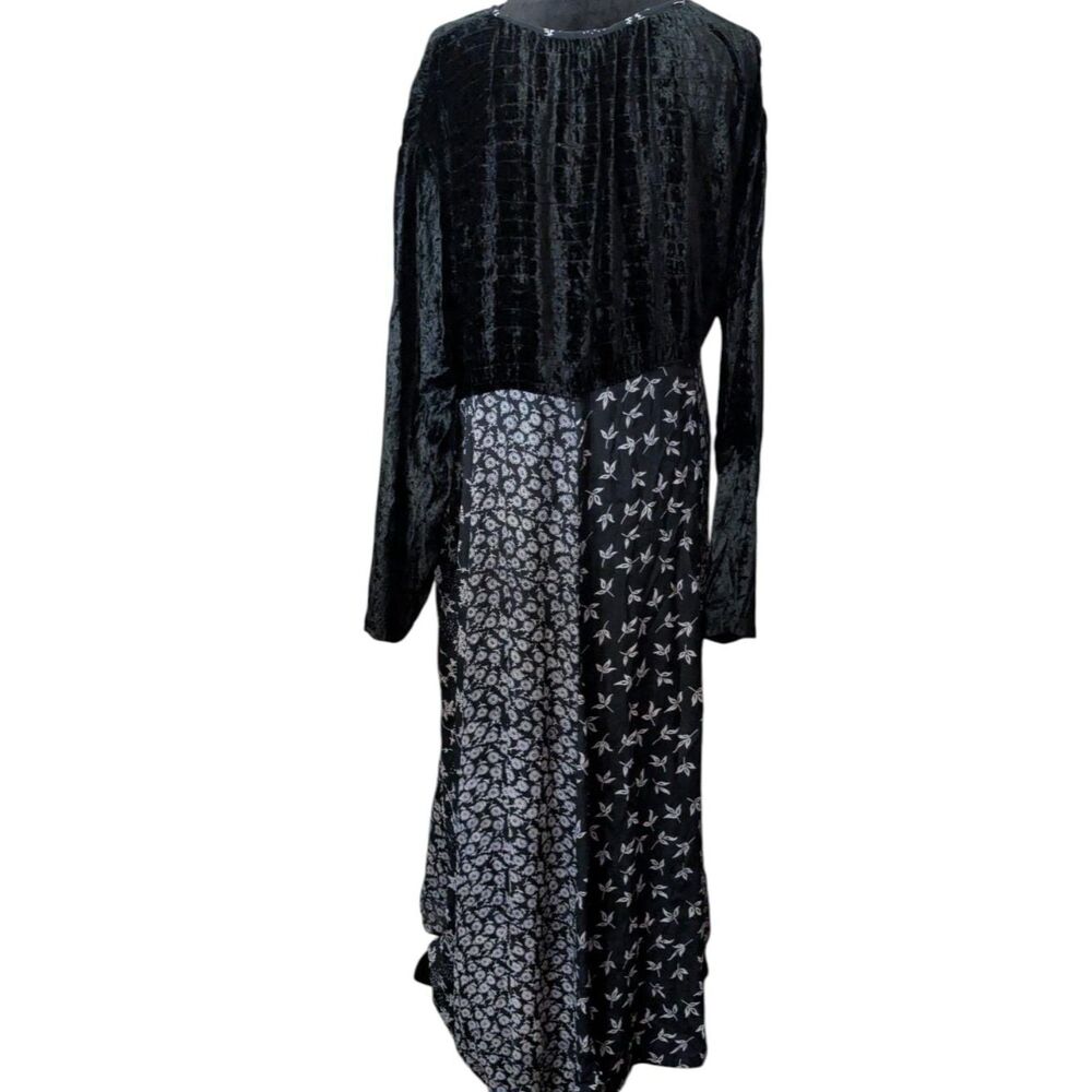 VINTAGE PAPILLON VELVET FLORAL MAXI DRESS BOHO WHIMSIGOTH PATCHWORK BLACK M - Picture 4 of 8
